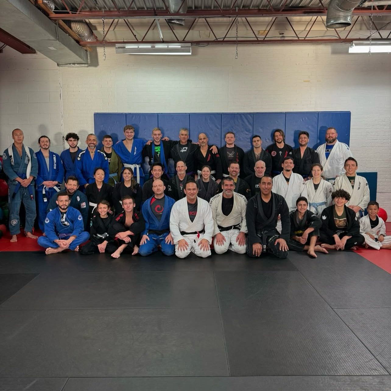 The Jiu-Jitsu team lined up on the mats