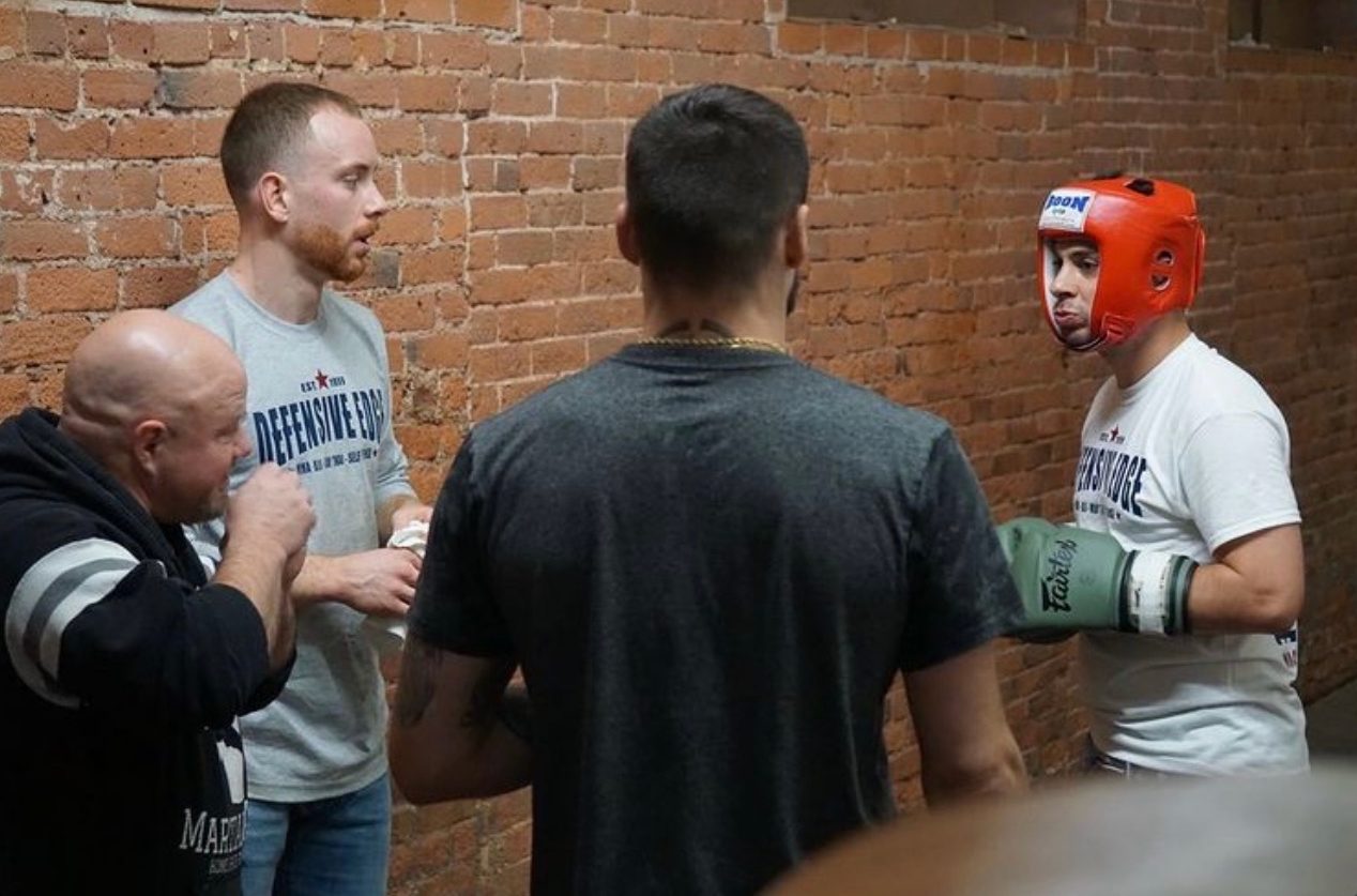 Tony warming up before his fight with Dave, Rick and Connor