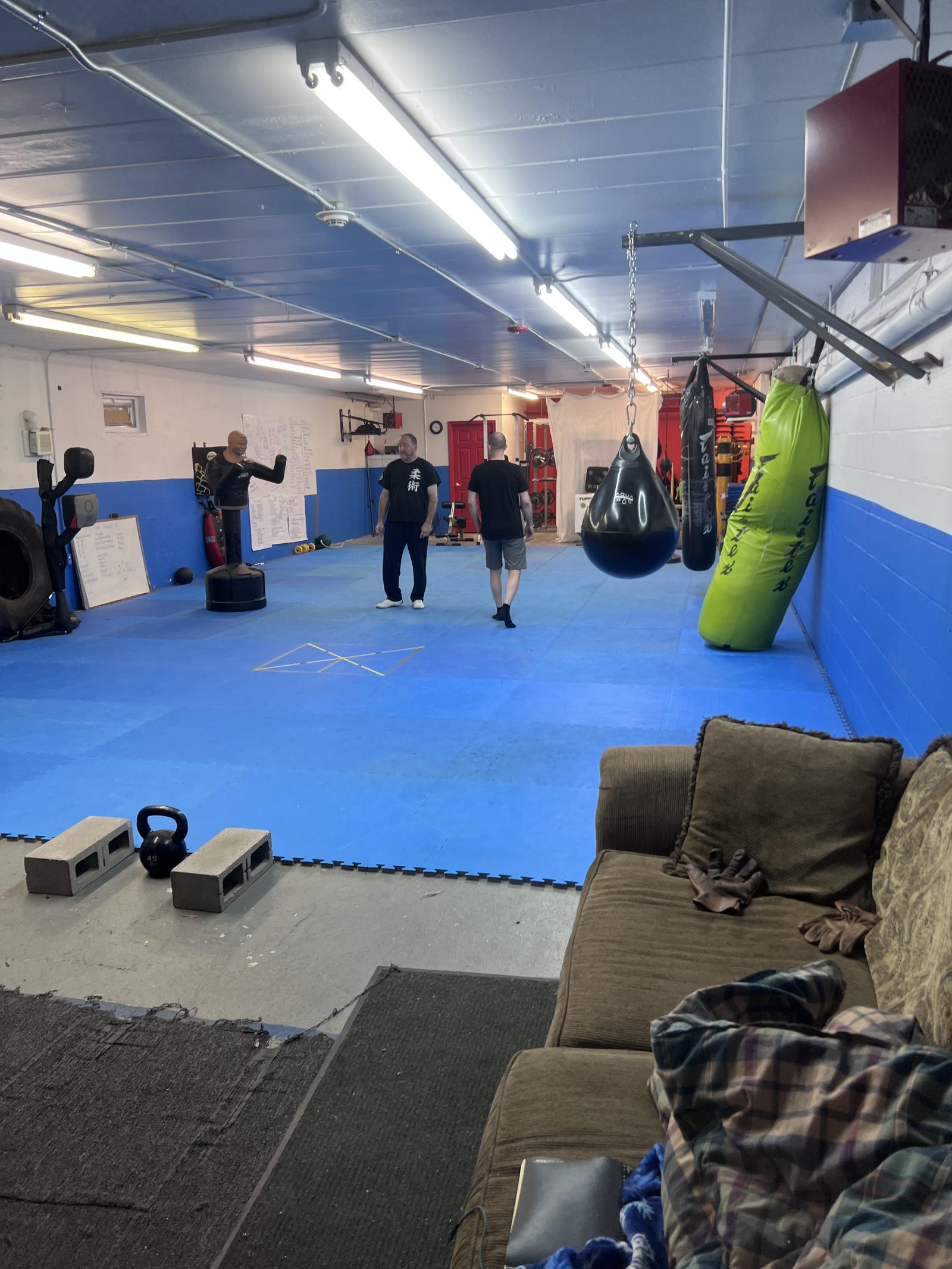 The training room and heavy bags at Defensive Edge